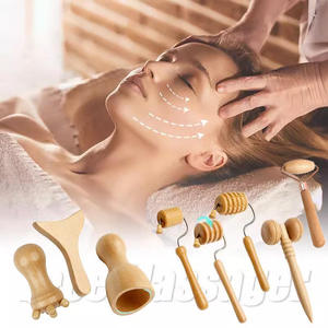 Nuevo masaje facial de ocho piezas Madero herramientas de terapia de madera drenaje linfático aire pierna masajeador rodillo enchufable masajeador de madera - Product Image 5