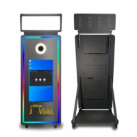 Support de cabine photo numérique OEM 21,5/32/43 pouces avec écran tactile en métal, cadre LED, miroir numérique, capacité 100 kg, pour appareil photo instantané