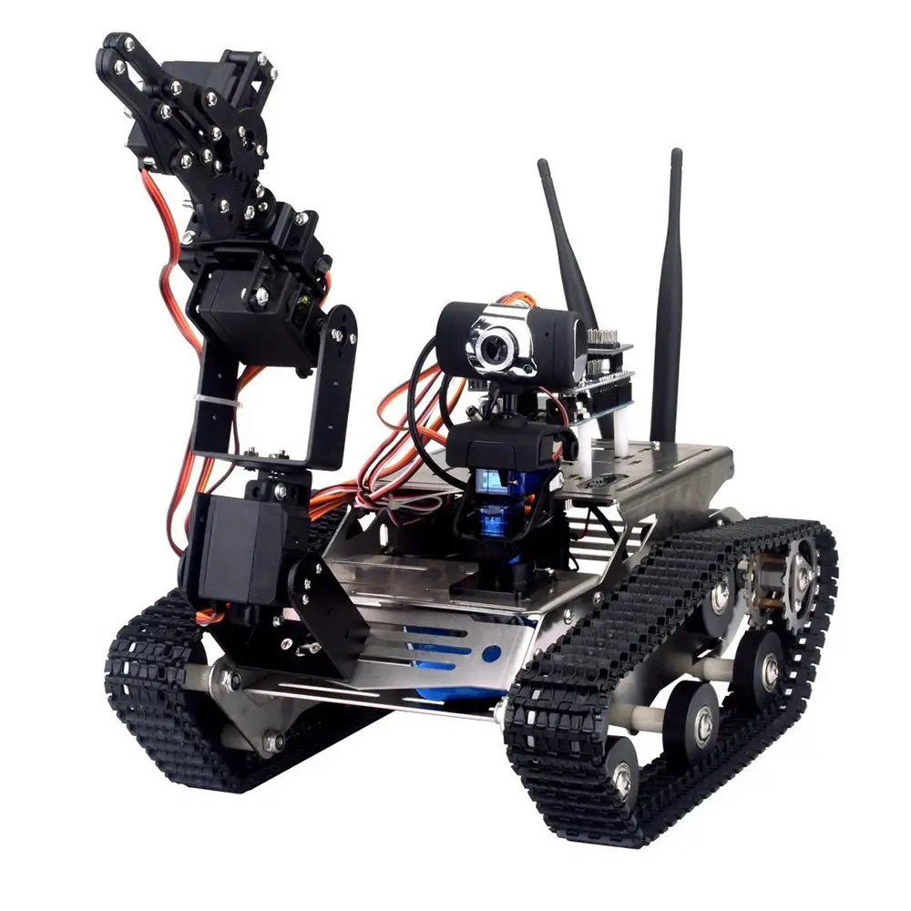 Incompiuto Smart Robot Car Kit + A1 Robot Arm Versione Standard Nero Wifi Robot Serbatoio Kit