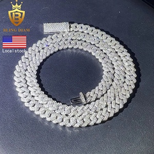 Nhà Máy Trực Tiếp 925 Sterling <span class=keywords><strong>Silver</strong></span> Bạc Moissanite Kim Cương Vòng Cổ Với 8Mm Gra Ice out Cubans Liên Kết Chuỗi Và Rapper Vòng Cổ - Product Image 1