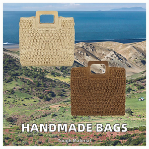 Sacs à main uniques pour femmes, durables, à trois bretelles, en paille vintage, avec fermeture à glissière - Product Image 2