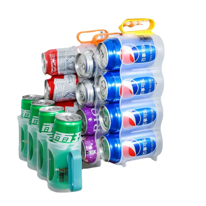 Chegada nova portátil Soda Can Organizador com deslizante Rack para Frigorífico Prateleira-Clear Plastic Beer Holder