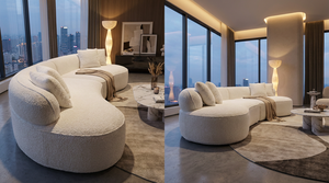 Divano in Tessuto Chenille Bianco da 110 Pollici per Quattro Persone con Spugna Rigida 30D <span class=keywords><strong>e</strong></span> 4 Cuscini per Arredamento Soggiorno - Product Image 5