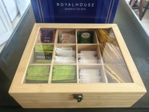 Porte-sachets de thé écologique multifonctionnel, organiseur de rangement divisé pour comptoir, en bambou naturel - Product Image 3