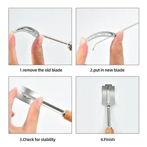 Outil de coupe-<span class=keywords><strong>pain</strong></span> Lame pour couper le <span class=keywords><strong>pain</strong></span> au levain avec 10 lames incluses housse de protection en cuir authentique - Product Image 4