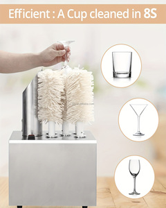 Automatic Cup Brush Washer Stainless Steel Glass Polishing Machine Commercial Cup Cleaner Five Brush Heads Hot Air Drying - Product Image 3