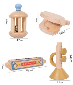 Éducation précoce en bois <span class=keywords><strong>petit</strong></span> musicien Orff tambour <span class=keywords><strong>Harmonica</strong></span> Casteboard sensoriel enfants ensemble d'instruments de musique jouets éducatifs - Product Image 5