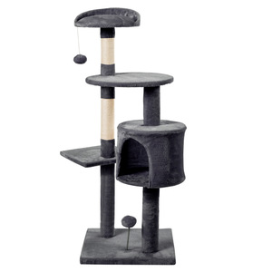 Arbre à chat, tour d'escalade pour chat, gris beige, en peluche, griffoir pour chats d'intérieur, jouet pour chaton avec maison et perchoir - Product Image 3