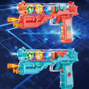 Pistolet à vibrations à engrenages transparents jouet électrique clignotant <span class=keywords><strong>Bo</strong></span> <span class=keywords><strong>concept</strong></span> drôle pistolets jouets avec lumière et musique - Product Image 3