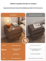 Table de chevet en bois massif en caoutchouc avec 2 tiroirs, armoire de rangement moderne et simple pour chambre à coucher, meubles de maison CTG007