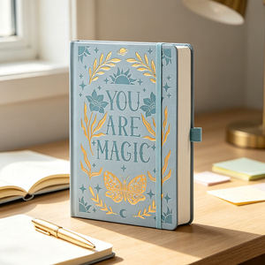 Cuaderno A5 personalizado con lámina dorada de PU, diario ecológico con páginas rayadas, cuaderno para oficina/escuela, agenda, planificador, para regalo. - Product Image 2