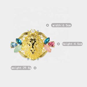 XILIANGFEIZI liquidation vente Vintage alliage strass 18K or cristal tête de Lion broche pour hommes costumes manteau décoration - Product Image 3