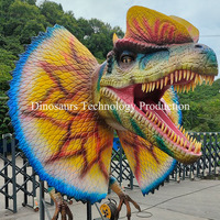 Modèle de robot animatronique tête de dinosaure Dilophosaurus pour entrée de parc à thème, attraction et décoration extérieure de parc