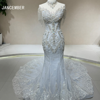 DW0024 Nouveautés Robe de mariage modeste élégante en forme de sirène avec broderie de luxe en perles pailletées