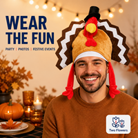 Chapeau en peluche de dinde de Thanksgiving, costume de récolte, jeu de rôle, carnaval, cosplay, vente chaude, léger, doux, en matière flottante, pour adulte, taille unique