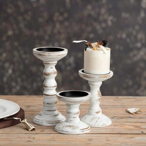 Juego <span class=keywords><strong>de</strong></span> 3 candelabros <span class=keywords><strong>de</strong></span> madera altos Pilar rústico Vela Centro <span class=keywords><strong>de</strong></span> mesa Granja Decoración para mesa Chimenea Manto - Product Image 6
