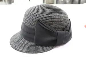 J Wholesale Cute Bowknot Paper Straw Ladies Visor Hat