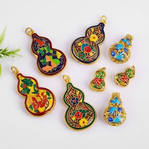 Pendentif gourde traditionnel en émail doré 38x22x6.8mm, composants de bijoux en alliage, accessoires de collier DIY, vente en gros - Product Image 1