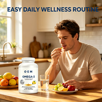 Huile de poisson oméga-3 au citron OEM, 180 gélules molles, 690 mg d'oméga-3 par portion, soutien cardiaque, cérébral et immunitaire pour adultes, complément sans reflux.