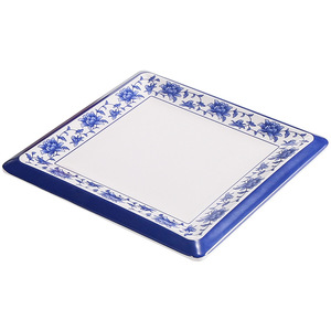จานเมลามีนทรงสี่เหลี่ยม ลายดอกไม้สีน้ำเงินขาว ทนทาน ใช้ในเชิงพาณิชย์ - Product Image 1