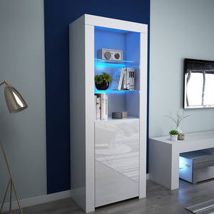 Mueble de exhibición alto y moderno de alto brillo, aparador LED con puerta para sala de estar, hospital, hotel o escuela, estilo de panel de madera - Product Image 3