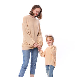 Pull-Over <span class=keywords><strong>Couleur</strong></span> Unie Automne Hiver Prêt-à-Expédier pour Enfants, Haut Tricoté en Coton à Manches Longues, Pulls Oversize pour Bébés et Enfants - Product Image 6