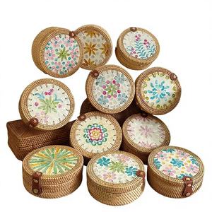 Sac à bandoulière mini en paille écologique pour femme SEAN, bandoulière longue, motif géométrique, doublure en coton - Style vintage 1-1,9L - Product Image 4