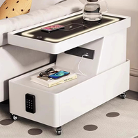 Table basse mobile intelligente avec chargeur sans fil et audio, mobilier de salon moderne en bois et verre