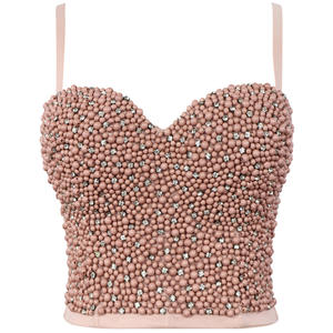 Corsetto da donna <span class=keywords><strong>con</strong></span> strass perla Bustier Crop Top <span class=keywords><strong>reggiseno</strong></span> Music Festival Club Party Glitter Cropped Top - Product Image 6