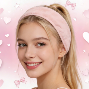 Bandeaux <span class=keywords><strong>de</strong></span> Spa en <span class=keywords><strong>Velours</strong></span> Corail Personnalisables avec Logo pour Soins du Visage et Maquillage, Vente en Gros pour Femmes - Product Image 5