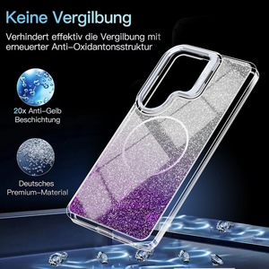 Étui magnétique dégradé pailleté avec béquille pour appareil photo pour Samsung Galaxy S26, coques de téléphone combinées TPU PC pour S26 Ultra - Product Image 5