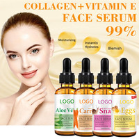 Sérum 99% à l'aloe Vera, marque privée, carotte d'escargot et œufs, kit blanchissant pour le visage, avec vitamine E et collagène, offre spéciale