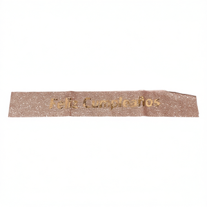 Banda de Feliz Cumpleaños en Oro Rosa Brillante con Letras en Oro Rosa, Decoraciones Elegantes para Fiestas de Cumpleaños - Product Image 2