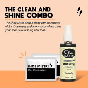 Shoe <b>Cleaner</b> 2 Wipes with Black Renovator for <b>Suede</b> Nubuck Mesh Knit Fabric Shoe Care Combo Waterless Cleaning - Product Image 4