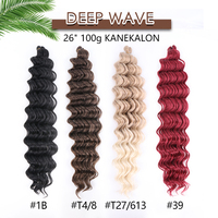 Cheveux synthétiques Kanekalon en fibre ondulée profonde brésilienne, ombrés blonds, en gros, Julianna 22 26 32 40 pouces, pour tresses au crochet