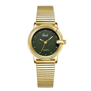 Montre pour femme populaire, exquise et unique, bracelet en acier plaqué or de haute valeur, montre à quartz étanche - Product Image 1