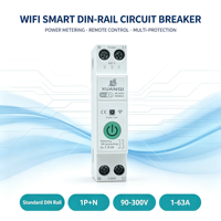 Disjoncteur intelligent WiFi Tuya 1P+N 63A sur rail DIN avec mesure d'énergie, protection contre les surtensions et les sous-tensions, minuterie et contrôle à distance