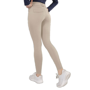 Pantalones de Equitación Elásticos de Silicona Negra al por Mayor para Mujer con Cierre de Cremallera, Bolsillos Profundos para Competición - Product Image 6