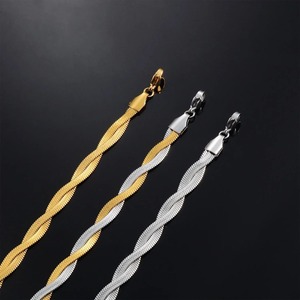 Pulsera de cadena plana unisex de acero inoxidable con extensión, tobillera de 2mm, 2.5mm, 3mm, pulseras gruesas de doble capa, regalo de joyería - Product Image 5