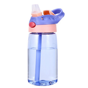 Cute Little Plastic Water Bottle For Kids With Straw Handle Anti Drop Cartoon Design Perfect For Kindergarteners And Students - Product Image 2