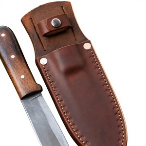 Couteau de chasse à lame pointue avec manche en bois, lame droite en acier à haute teneur en carbone, avec étui en cuir - Product Image 5