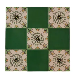 Плитка ручной работы с цветочным узором 10*10 см глазурованная 3d Глянцевая настенная плитка для кухни в мексиканском стиле