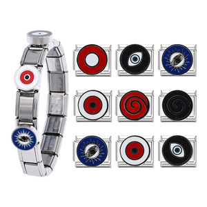 Italian Modular Bracelet Stainless Steel Rotating Charms Evil Eye Design Gift Jewelry - Product Image 1