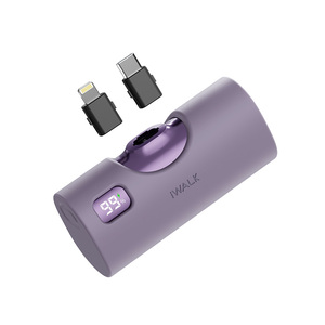 Mini batterie externe avec prise interchangeable de type C et L, étui en caoutchouc de silicone, charge rapide 20W, chargeur de poche fin et portable, OEM - Product Image 2