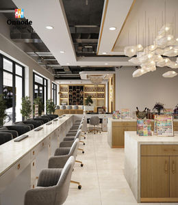 Ensemble de meubles de salon de manucure écologiques personnalisés |   Tables de manucure et armoires d'exposition à LED |   Solution de design moderne tout-en-un - Product Image 5