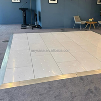 Système de plancher de danse modulaire blanc étoilé pour événements de mariage, fête, dalles de sol scintillantes