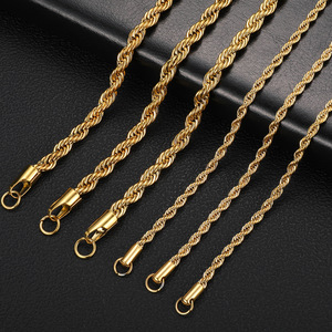 Atacado: Colar de Aço Inoxidável com Corrente Torcida Banhada a Ouro a Vácuo, Joia Masculina HipHop, Pingente Charmoso e Joia de Moda Combinando - Product Image 1