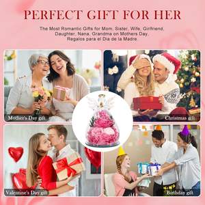 Rosas Preservadas para Mujer, Flores Eternas en Caja de Cristal con Figuras de Ángeles, Regalos para el Día de la Madre, Cumpleaños, para Mamá, Abuela, Hermana, Esposa, <span class=keywords><strong>Hija</strong></span> - Product Image 5