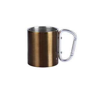 LIHENG Montañismo al aire libre Taza de café de viaje 304 <span class=keywords><strong>Material</strong></span> con botón de mango de mosquetón <span class=keywords><strong>Material</strong></span> de acero inoxidable 201 - Product Image 6