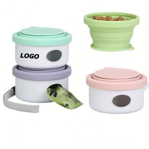 Gobelet de voyage portable 3 en 1 pour chien avec rangement pour nourriture, distributeur de sacs à déjections et bol pliable, cadeau promotionnel pour animaux de compagnie avec logo personnalisé - Product Image 1